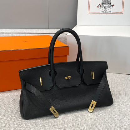 HM ショルダーバーキン 42 ブラック カウハイド ゴールド金具 237640