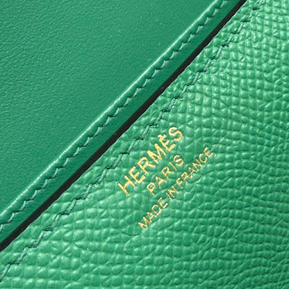 Sac HM Constance Elan 24 cm en cuir Epsom vert foncé et finitions dorées