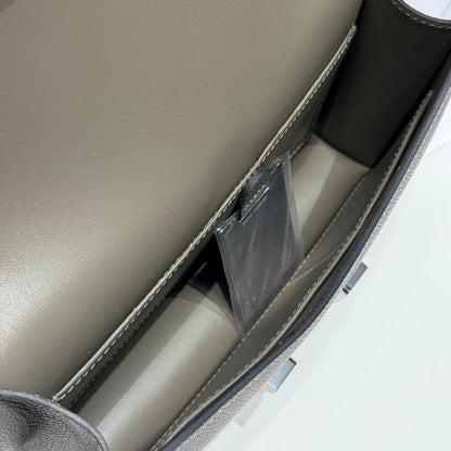 Sac HM Constance Elan 24 cm en cuir Epsom gris foncé et accessoires argentés