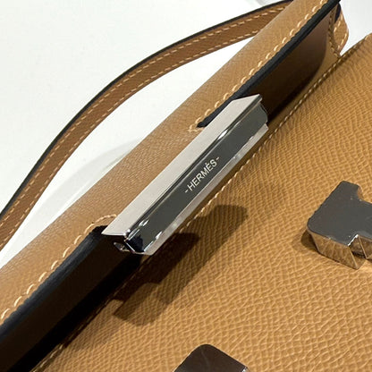 Sac HM Constance Elan 24 cm en cuir Epsom marron et accessoires argentés