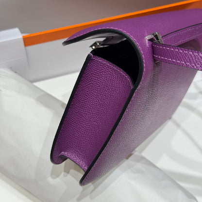 Sac HM Constance Elan 24 cm en cuir Epsom violet et accessoires argentés