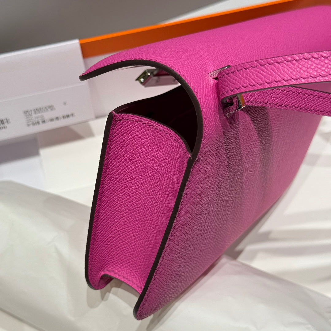HM コンスタンス エラン 24cm バッグ ローズ ティリアン エプソムレザー シルバー金具