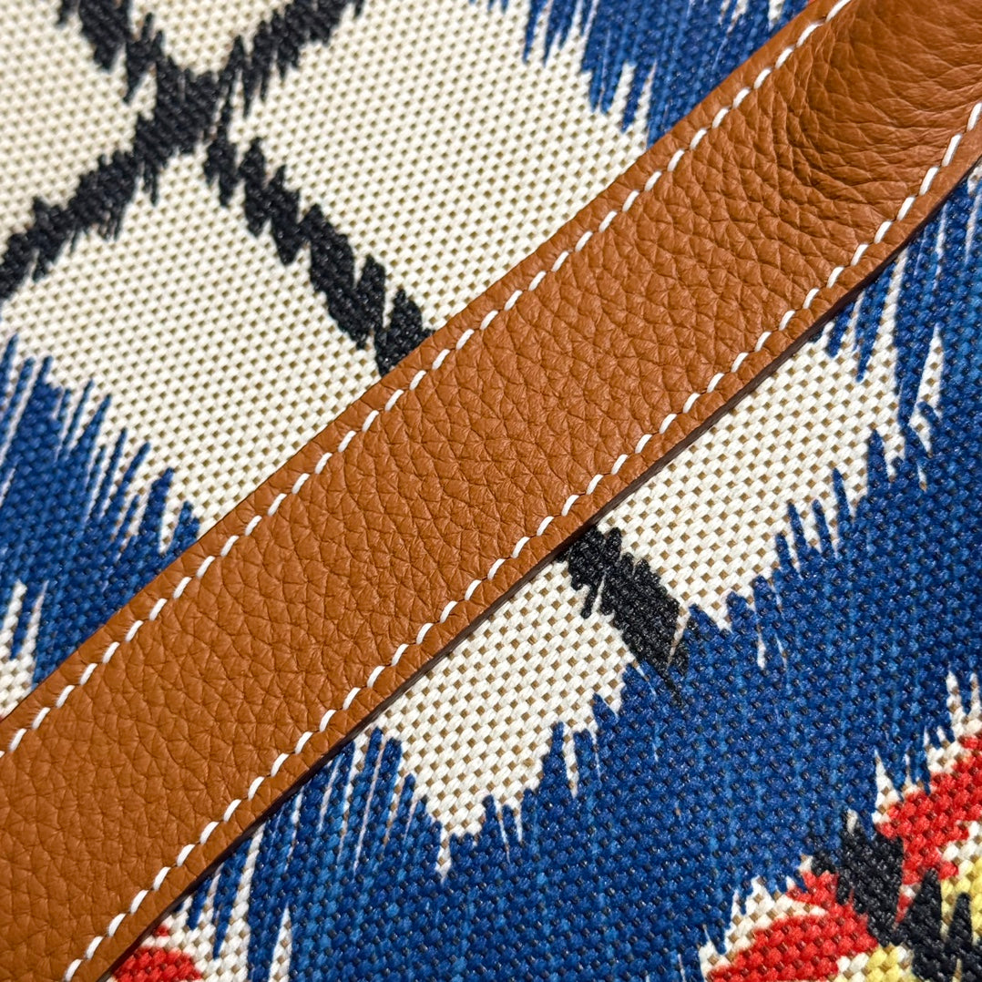 Sac HM Garden Party 30 en toile multicolore et cuir de veau Negonda 243192