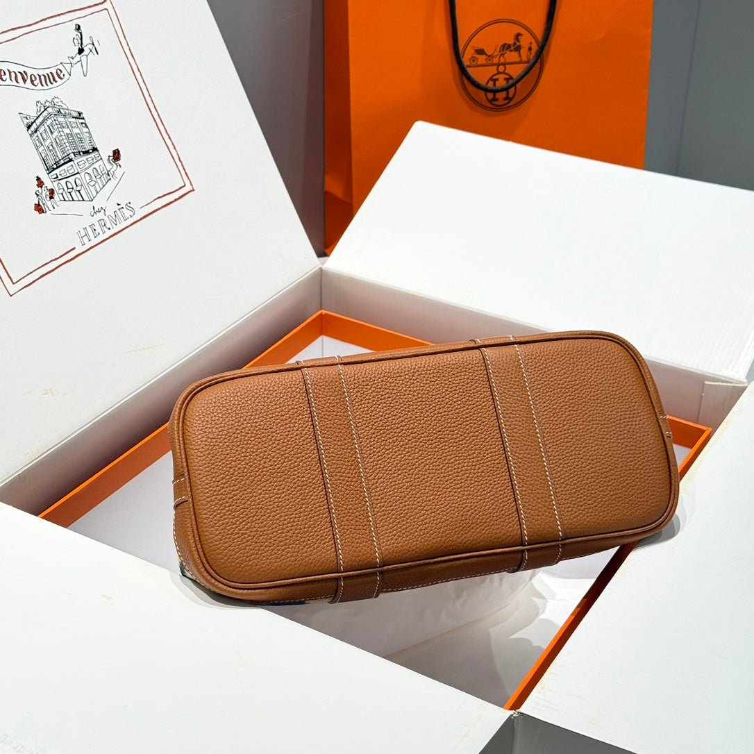 Sac HM Garden Party 30 en toile multicolore et cuir de veau Negonda 243192