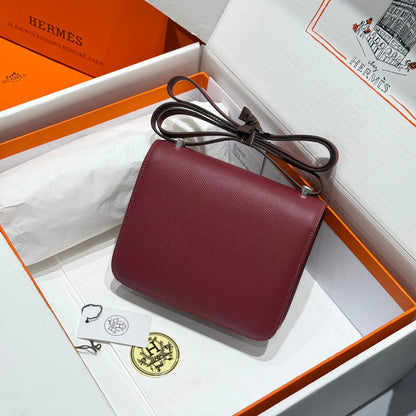 HM CONSTANCE 18 EPSOM ROUGE FONCÉ QUINCAILLERIE ARGENTÉE 243163