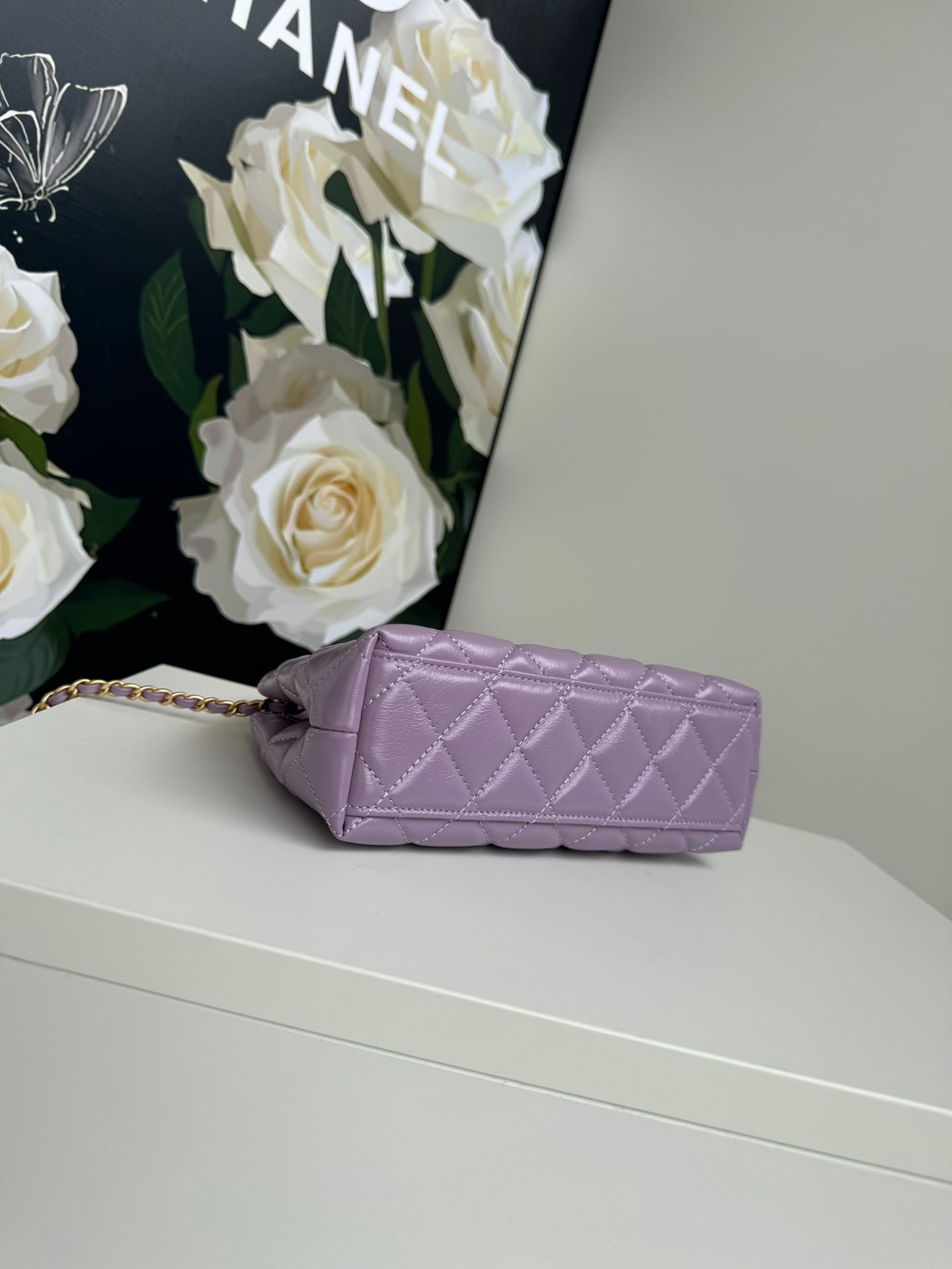 Sac shopping Kelly CC 24A Nano 19 cm en cuir d'agneau violet