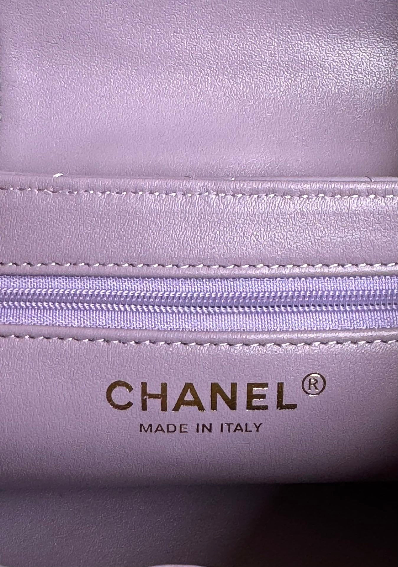 Sac shopping Kelly CC 24A Nano 19 cm en cuir d'agneau violet
