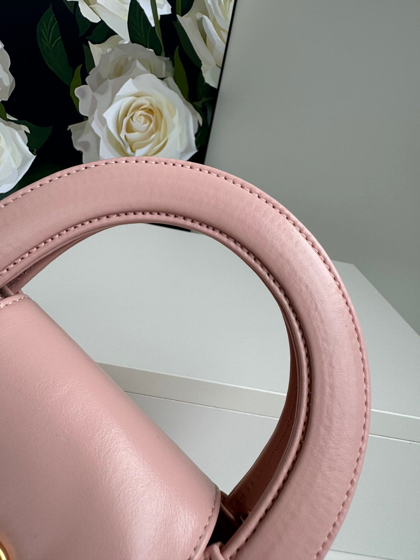 Sac shopping Kelly CC 24A Nano 19 cm en cuir d'agneau rose pastel