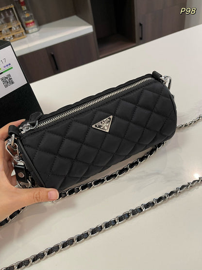PRA シリンドリカル 20 バッグ（ブラック、REナイロン、シルバー金具）