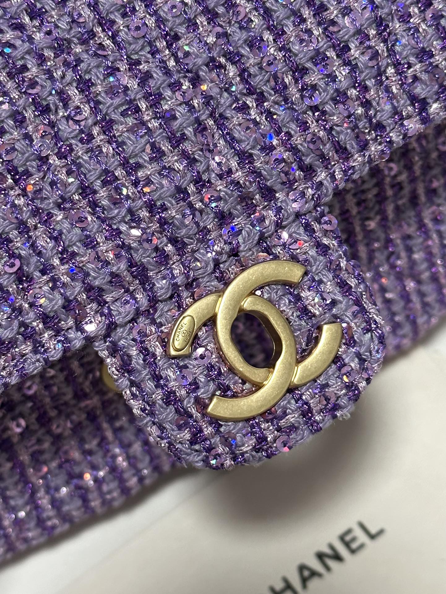 CC MINI 21 SAC À RABAT EN TWEED DE LAINE VIOLET