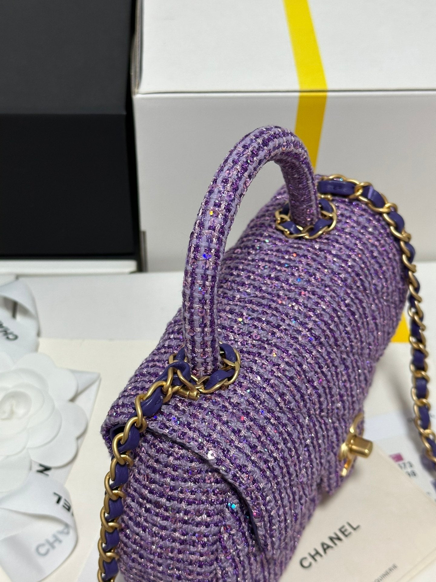 CC MINI 21 SAC À RABAT EN TWEED DE LAINE VIOLET