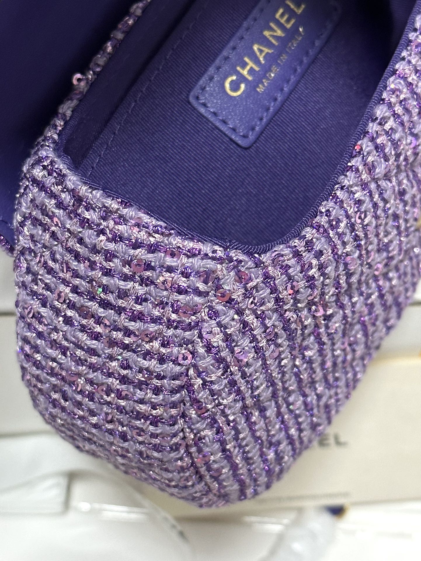 CC MINI 21 SAC À RABAT EN TWEED DE LAINE VIOLET