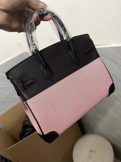 HM カドリーユ バーキン 25cm ブラック スウィフトレザー ピンク トワル