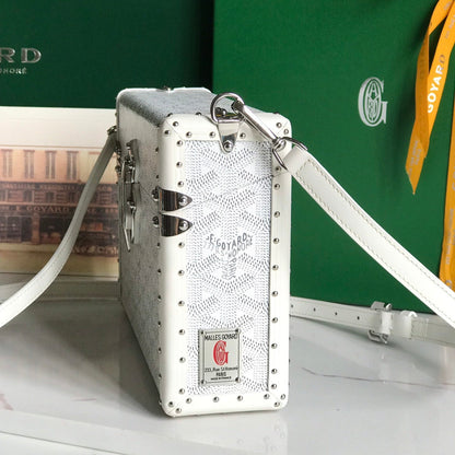 カセットトランクバッグ 21インチ ホワイト ゴヤルディン キャンバス &amp; クラムシー カウハイド