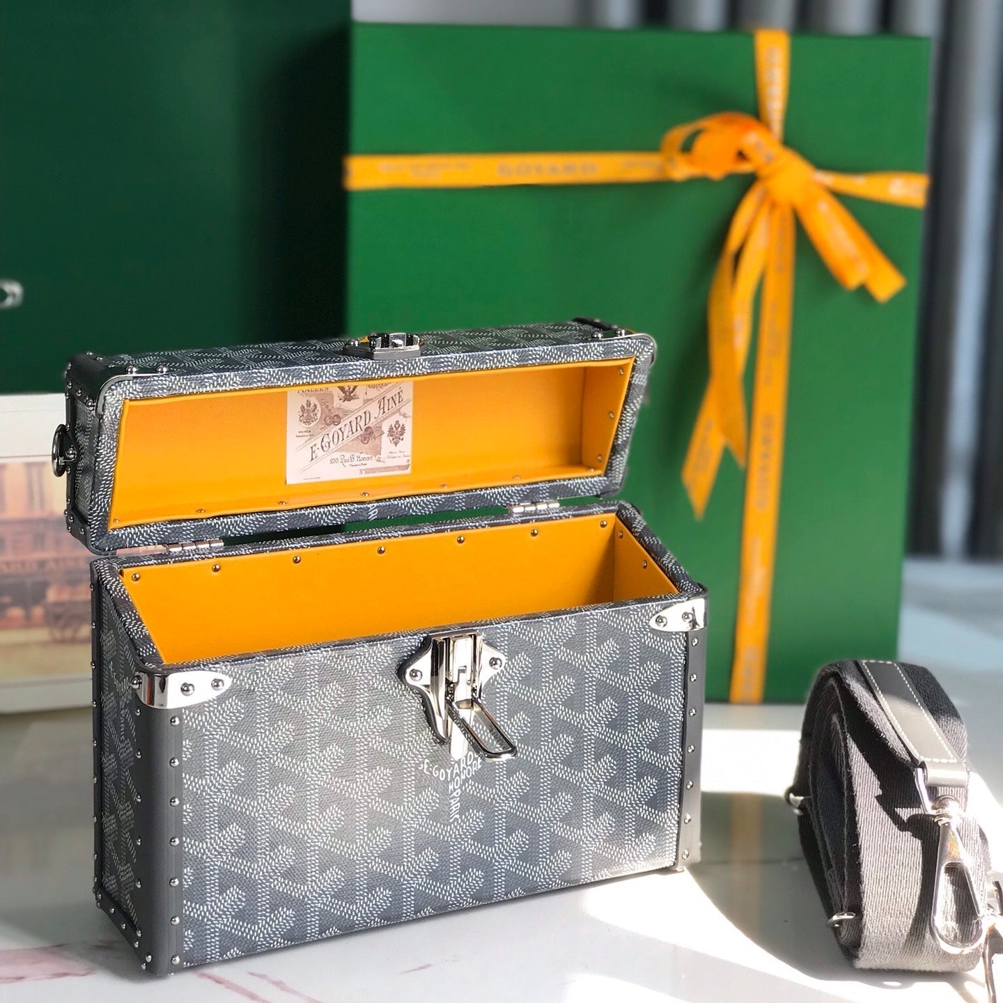 カセットトランクバッグ 21 グレー ゴヤルディン キャンバス &amp; クラムシー カウハイド