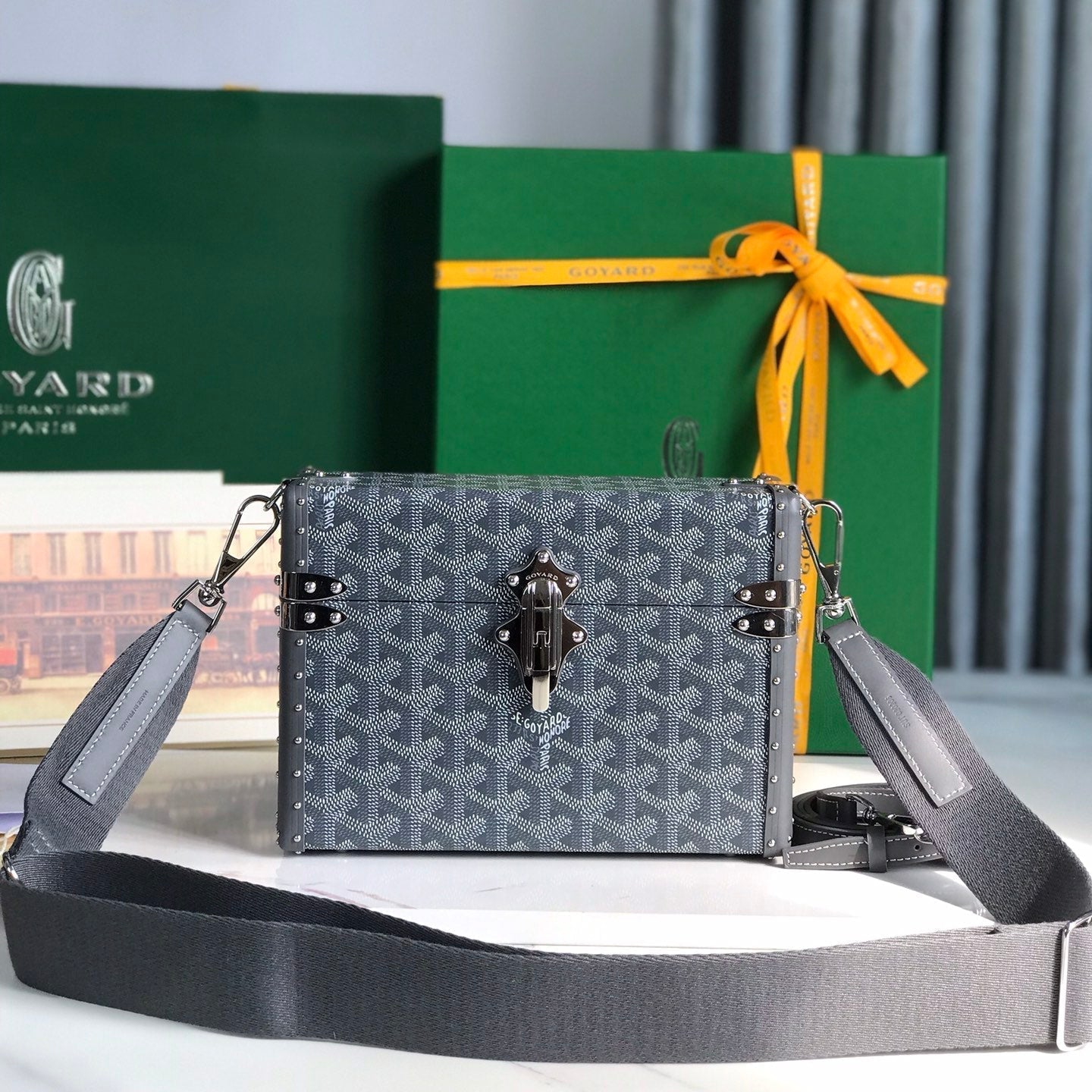 カセットトランクバッグ 21 グレー ゴヤルディン キャンバス &amp; クラムシー カウハイド