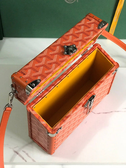 カセットトランクバッグ 21インチ レッド ゴヤルディン キャンバス &amp; クラムシー カウハイド