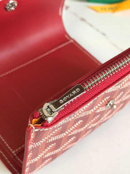PORTEFEUILLE SAINT-GABRIEL 12 EN CUIR DE VEAU ROUGE CLASSIQUE ET TOILE GOYARDINE