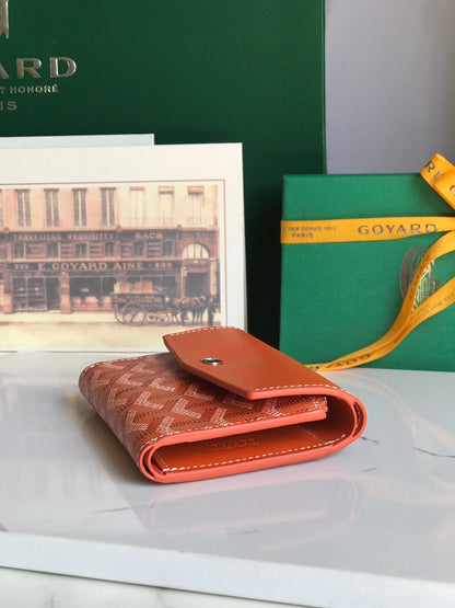 PORTEFEUILLE SAINT-GABRIEL 12 EN CUIR DE VEAU ORANGE ET TOILE GOYARDINE