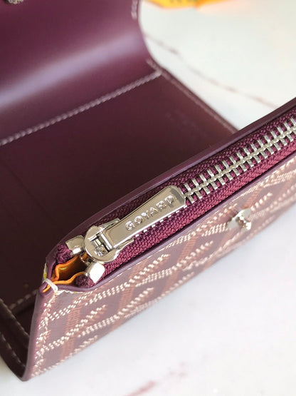 サンガブリエル ウォレット 12 ワインレッド カーフスキン＆ゴヤルディン キャンバス