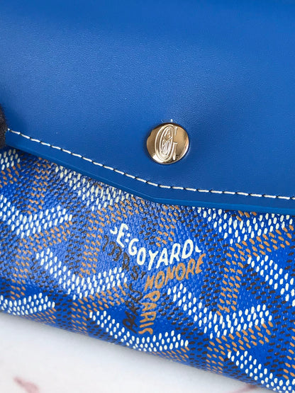PORTEFEUILLE SAINT-GABRIEL 12 EN CUIR DE VEAU BLEU SAPHIR ET TOILE GOYARDINE
