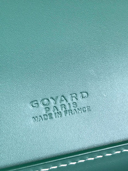 SAC DUCHESSE MARIE-CAROLINE 25 EN TOILE GOYARDINE VERTE ET CUIR DE VEAU LISSE