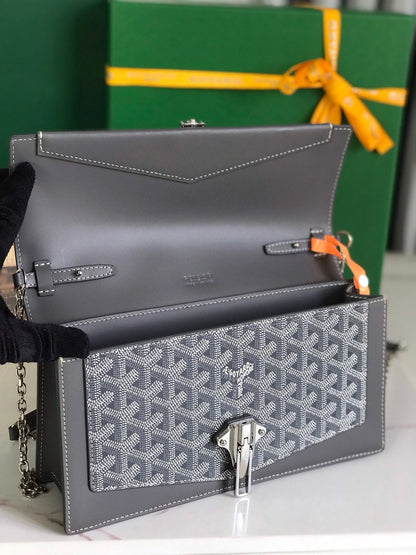 デュシェス マリー・キャロライン バッグ 25 グレー ゴヤルディン キャンバスとスムースカーフスキン