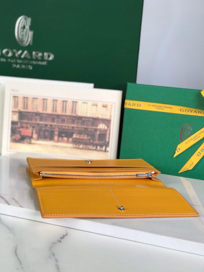 PORTEFEUILLE RICHELIEU 19 EN TOILE GOYARDINE JAUNE