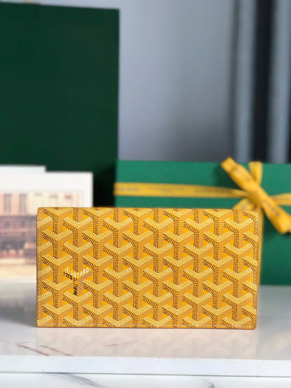 PORTEFEUILLE RICHELIEU 19 EN TOILE GOYARDINE JAUNE