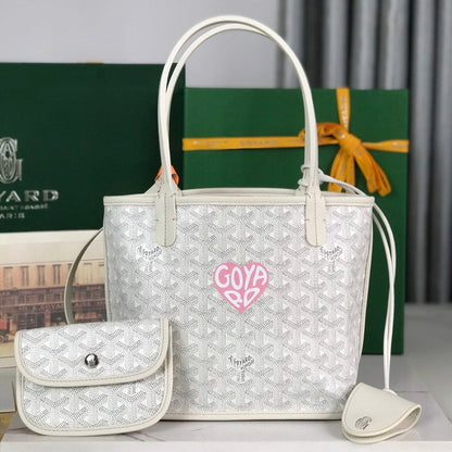アンジュー ミニバッグ 20 ホワイトカーフスキン＆ゴヤルディンキャンバス
