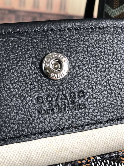 Mini sac Anjou 20 en cuir de veau noir et toile Goyardine
