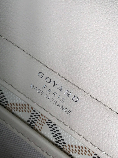 SAC ROUETTE SOUPLE 30 EN TOILE GOYARDINE BLANCHE ET CUIR DE VEAU