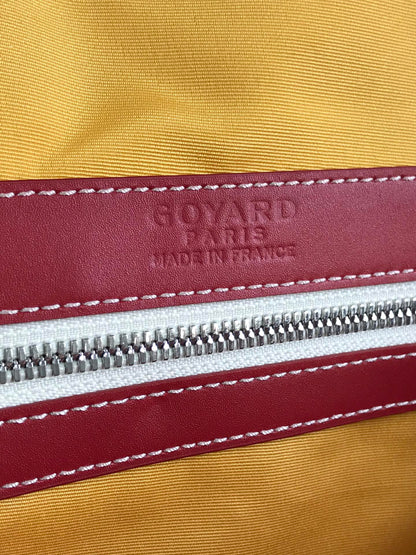 SAC BOSTON 50 EN TOILE GOYARDINE ROUGE ET GARNITURES EN CUIR DE VEAU