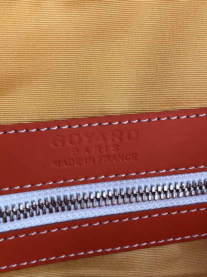 SAC BOSTON 50 EN TOILE GOYARDINE ORANGE ET GARNITURES EN CUIR DE VEAU