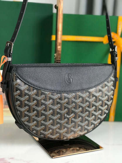 ヒロンデルバッグ25 ブラックラムスキン＆ゴヤルディンキャンバス