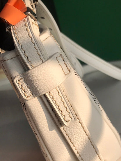 hirondelle バッグ 25 ホワイト ラムスキンとゴヤルダン キャンバス