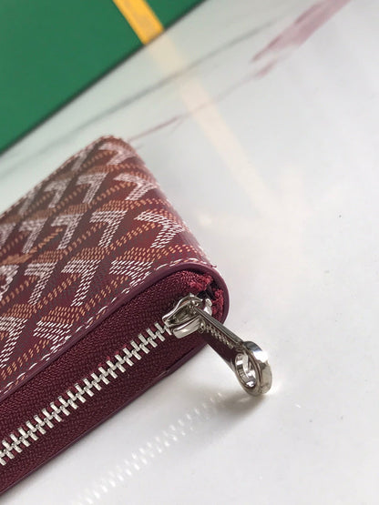 PORTEFEUILLE MINI MATIGNON 11 EN TOILE GOYARDINE VIN ET CUIR DE VEAU