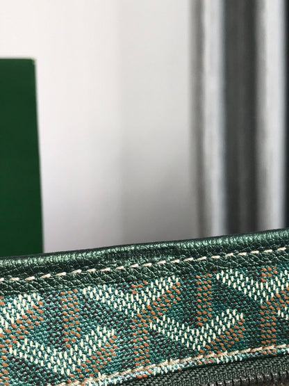 Sac Hobo Bohème 42 cm Toile Verte Chevroches Cuir de Veau