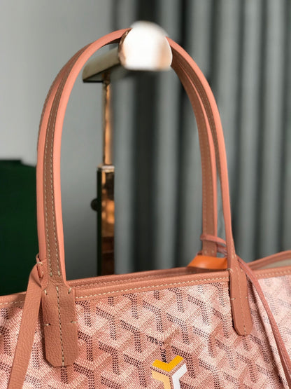 Sac Saint Louis PM 34 cm en toile de veau Chevroches rose