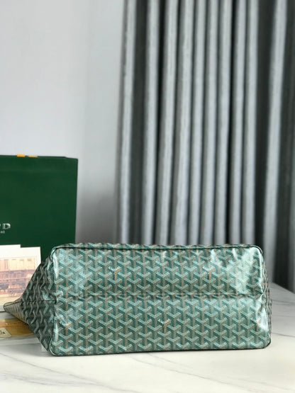 Sac Saint Louis GM 40 cm en toile verte Chevroches et cuir de veau