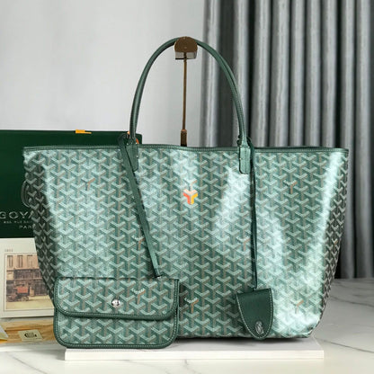 Sac Saint Louis GM 40 cm en toile verte Chevroches et cuir de veau
