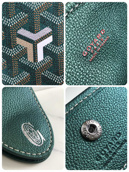 Mini Sac Anjou 20 cm Toile Verte Chevroches Cuir de Veau