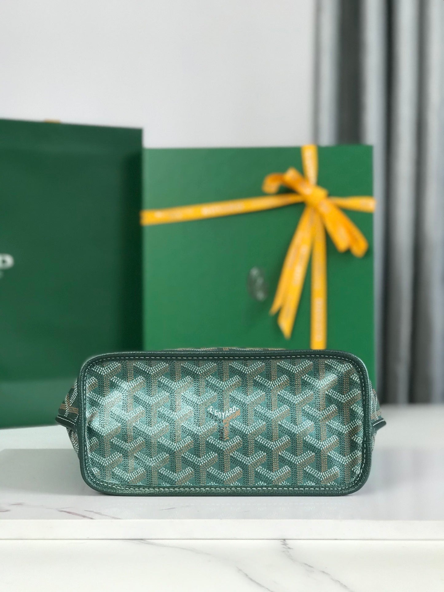 Mini Sac Anjou 20 cm Toile Verte Chevroches Cuir de Veau
