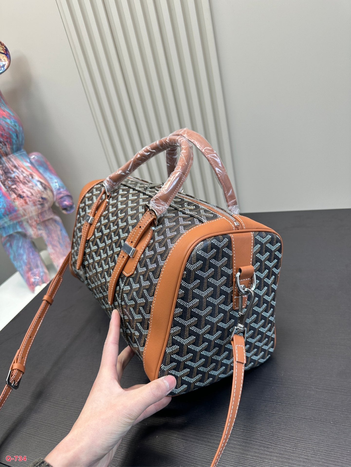 SAC HARDY PM バッグ 35 ブラック ゴヤルディン キャンバスとタン カーフスキン