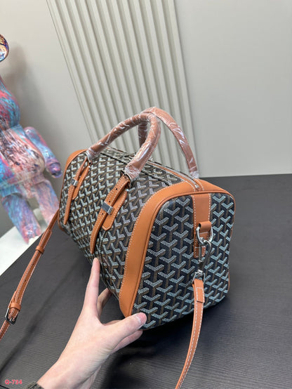 SAC HARDY PM バッグ 35 ブラック ゴヤルディン キャンバスとタン カーフスキン