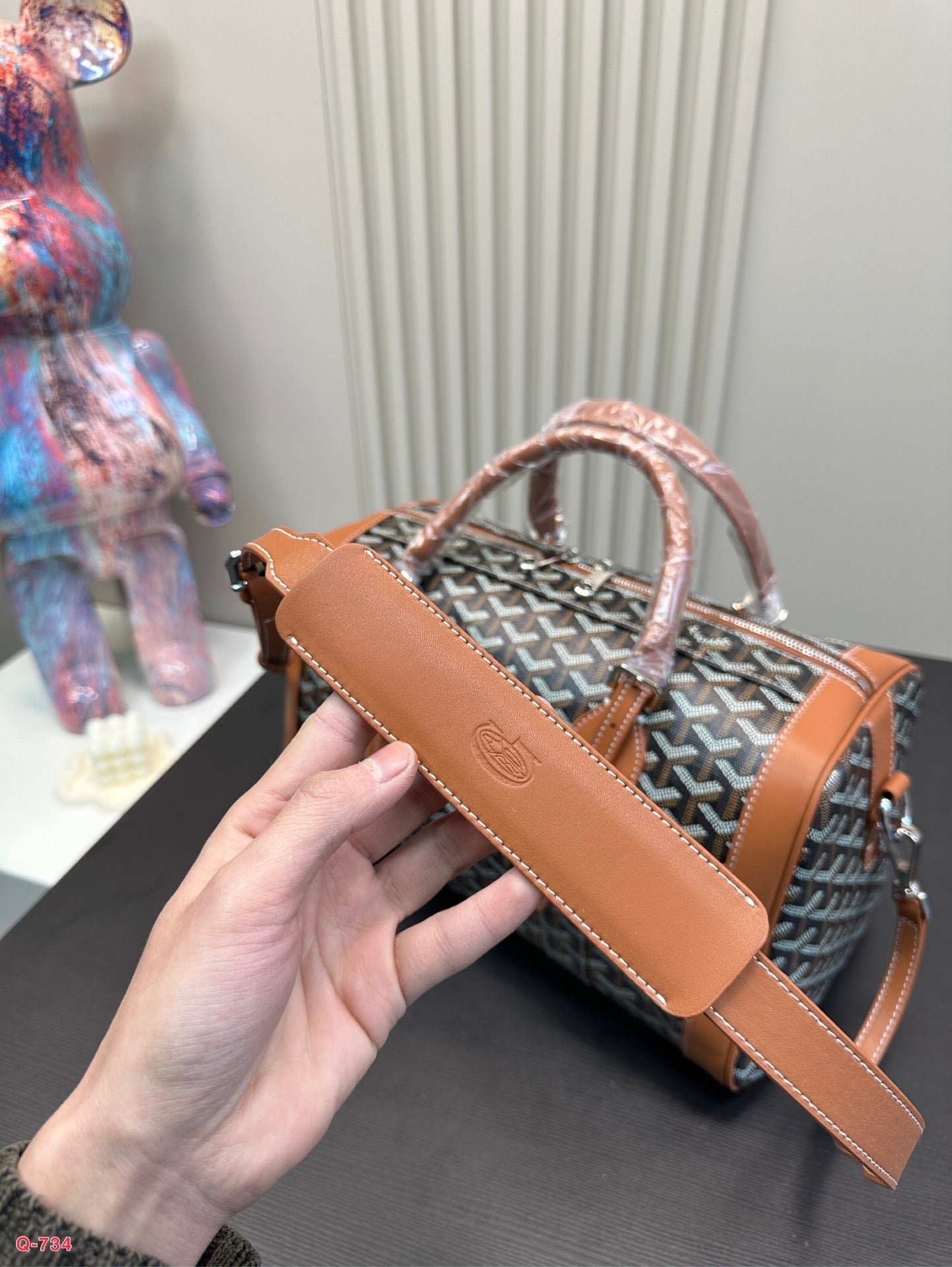 SAC HARDY PM バッグ 35 ブラック ゴヤルディン キャンバスとタン カーフスキン