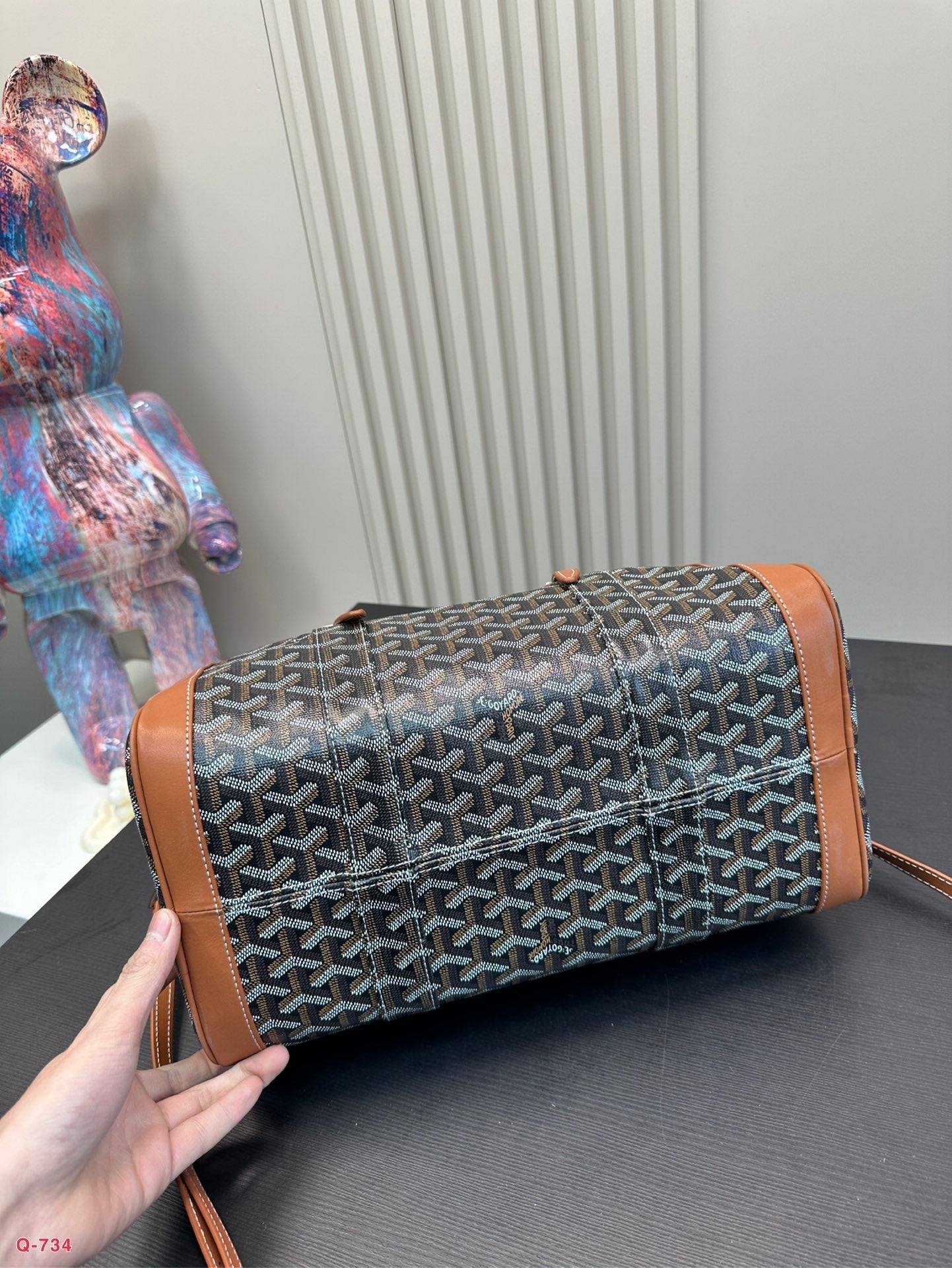 SAC HARDY PM バッグ 35 ブラック ゴヤルディン キャンバスとタン カーフスキン