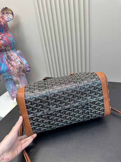SAC HARDY PM バッグ 35 ブラック ゴヤルディン キャンバスとタン カーフスキン