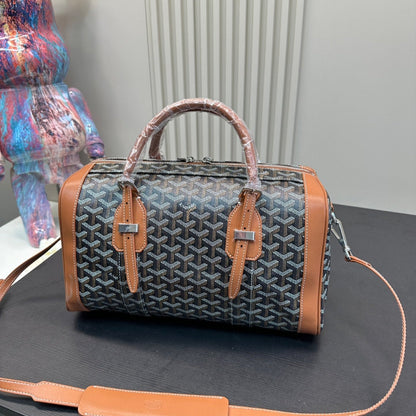 SAC HARDY PM バッグ 35 ブラック ゴヤルディン キャンバスとタン カーフスキン