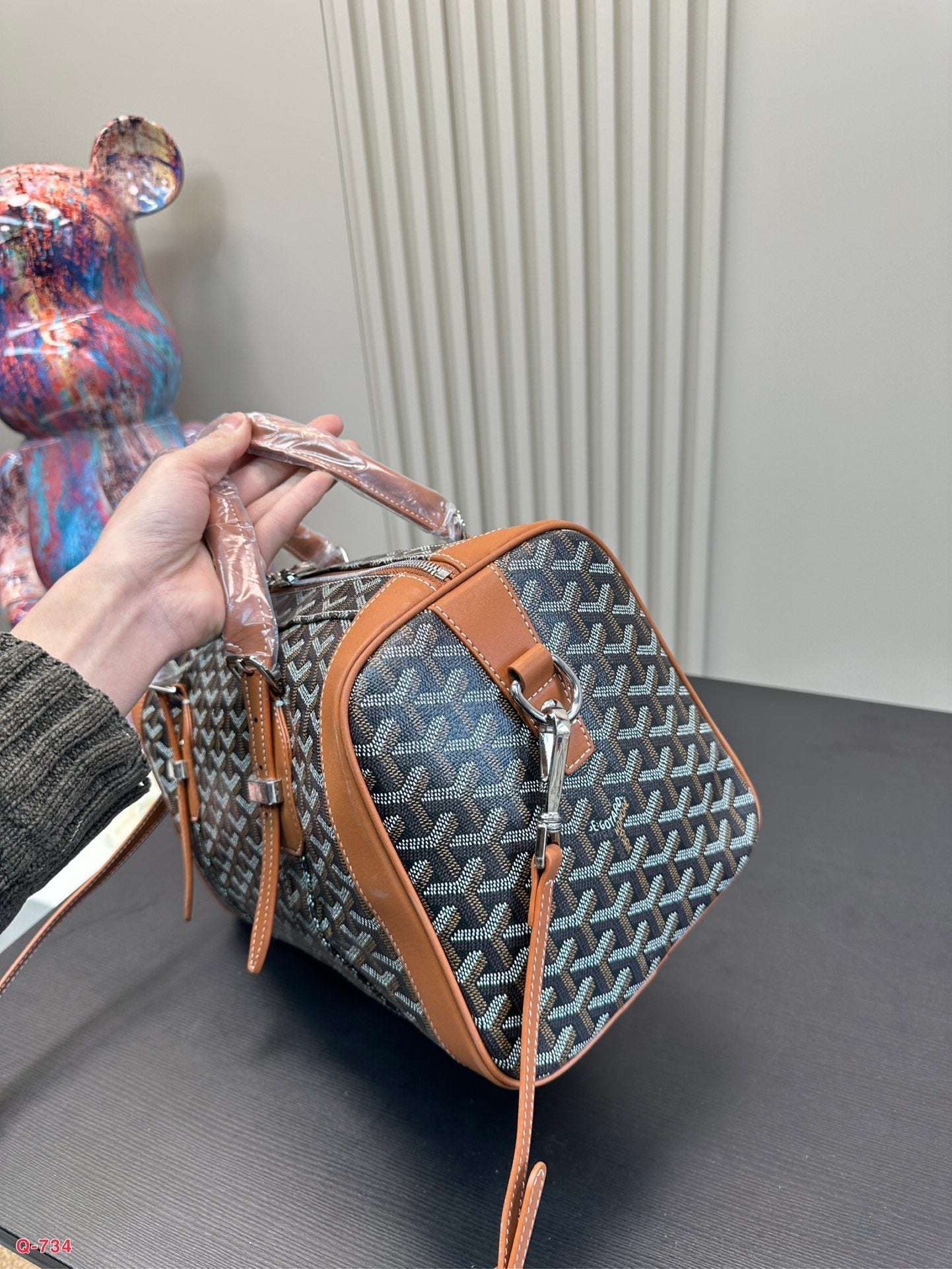 SAC HARDY PM バッグ 35 ブラック ゴヤルディン キャンバスとタン カーフスキン